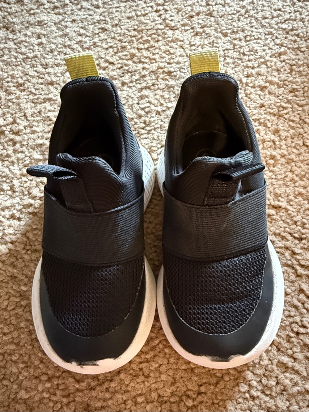 Cat & Jack Black Slip-On Kids Sneakers with Yellow Heel Tabs